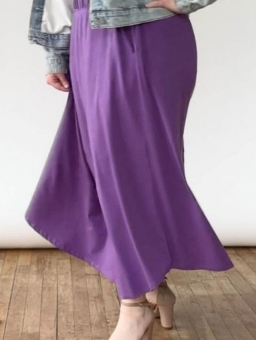 Salon Studio XL Vintage Purple stretch A-line circle skirt plus Size Flowy